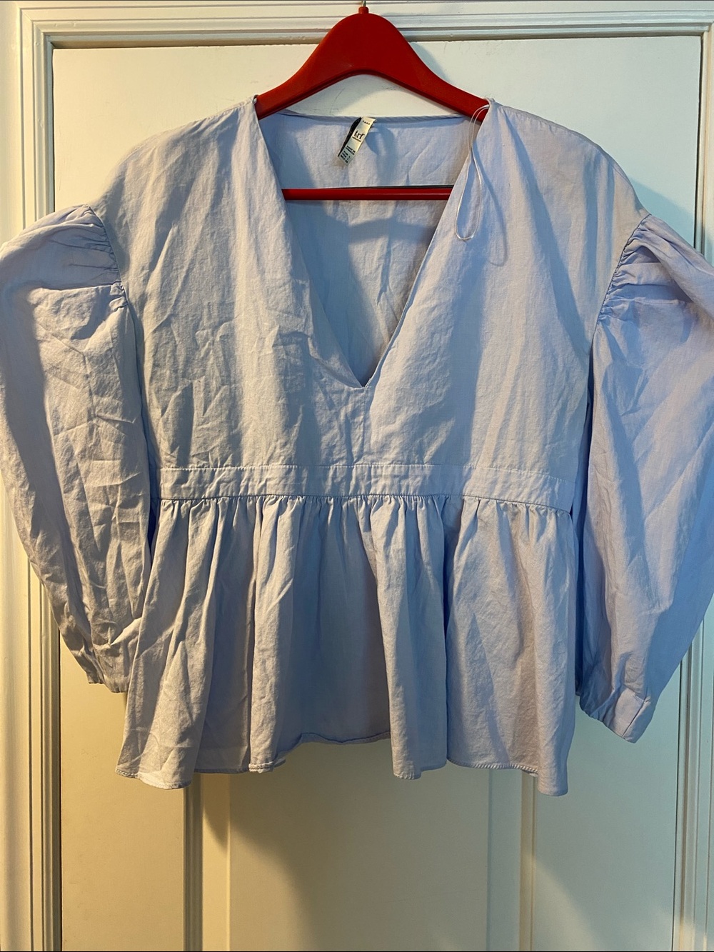 Zara 💯 Cotton Baby Blue Adorable Top